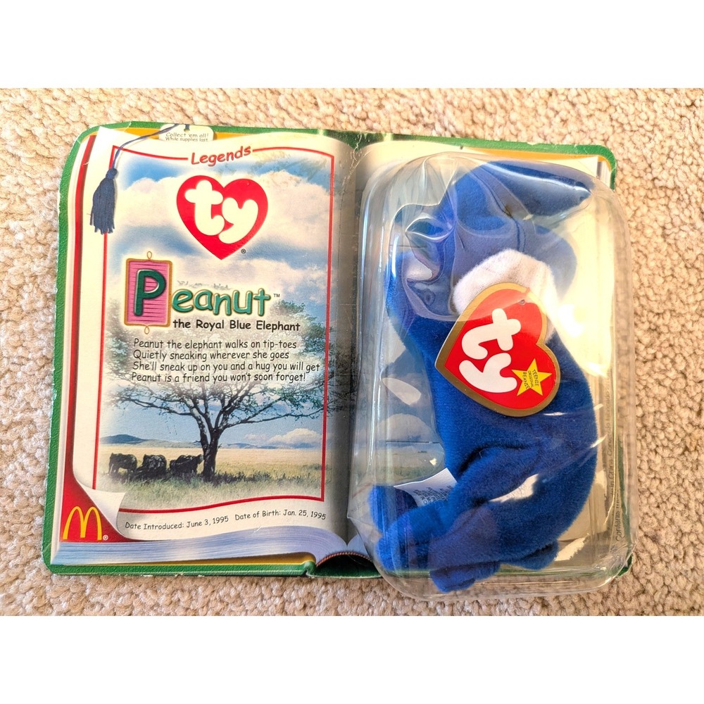 Vintage 2000 McDonald's Teenie Beanie Babies Peanut Elephant NIB